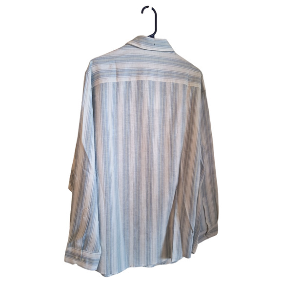 Concepts Linen Blend Button Down Shirt Men's size L Blue White Stipe Long Sleeve - Picture 6 of 15